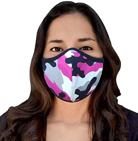 Designers Union Premium Face & Mouth Mask,3 Layers, Washable, Reusable Quality Cotton/Polypropylene Sewn in Filter Face Masks. Made in USA- (Pink Camo)