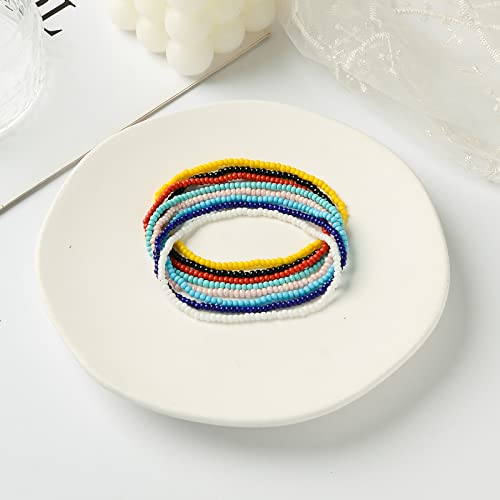 XIJIN Handmade Beach-Ready 8-Piece Colorful Beaded Anklet Set for Women - Boho Chic Ankle Bracelets - Image 7
