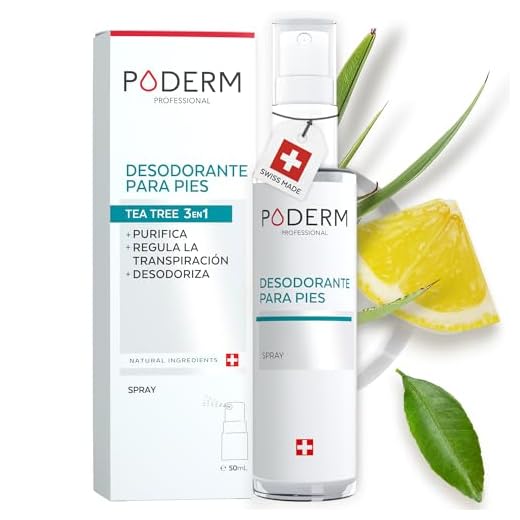 HONGOS PIES SPRAY 50ml - PIE DE ATLETA - Elimina los hongos y el mal olor - Reduce la transpiración - Sensación de frescura - Árbol de té, limón y menta - Cuidado profesional - Swiss Made