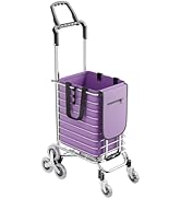 35l Folding Shopping Cart Wagon with Waterproof Oxford,360° Swivel Wheels, Urban Stair Climbing C...