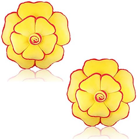 3D Flower Shaped Throw Pillow , Round Giant Flower Pillow,Rose Succulents Cushions,Floral Sham Gift 19.7 Inch (2 Yellow)