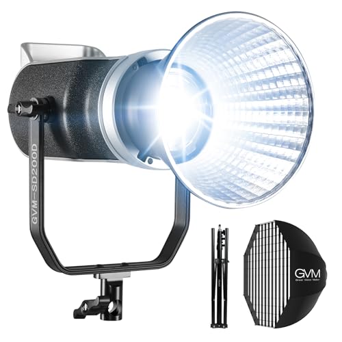 GVM 200W LED Video Light with Softbox, SD200D Photography Studio Lighting Kit with Bluetooth/DMX Control, 93000lux@0.5m 3200K-5600K Bi-Color Continuous Output Lighting for YouTube, Video, Filming