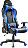 GTPLAYER Gaming Chair with Speakers Bluetooth Music Video Game Chair Audio Ergonomic Design Heavy Duty Office Computer Desk Chair（Dark Blue）