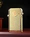 Classic Retro Copper Kerosene Lighter,Soft-Flame,Automatic Ignition, Refillable,Safety Lock, Engraving,Gift Box,Men's Gift,Collectible,Thorens Gen3-Single Claw Diamond Grid Gold