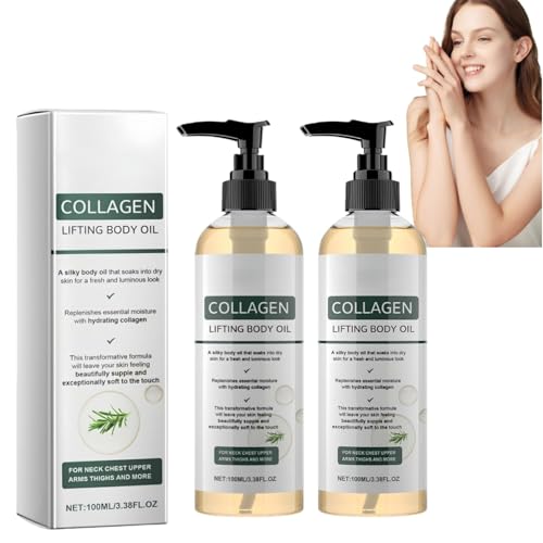 CRIVERY 2PCS Collagen Body Oil for Skin Tightening Firming & Moisturizing Body Oil with Hydrating Collagen Formula Texture Skincare Moisturizer Oils For Women & Men
