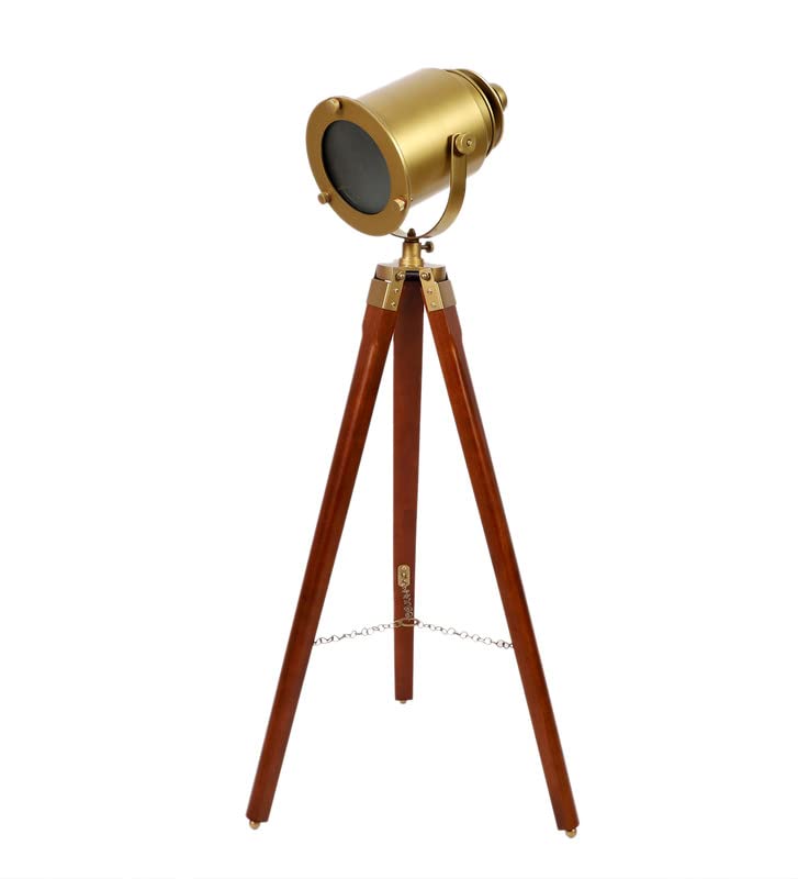 Image of PRISTINE INTERIORS Brown Fabric Shade Tripod Floor Lamp with Black Base Silver Metal Shade Tripod Floor Lamp with Beige Base (Minimalist)