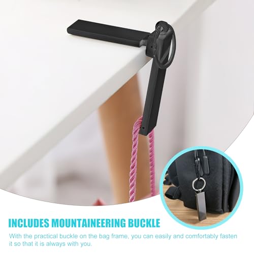 eModwey Taschenhalter für Tisch, Handtaschenhalter Haken aus Metall, mit Antirutsch-Beschichtung und Karabinerhaken, Universell einsetzbar für Damen- und Herrentaschen, Silbergrau