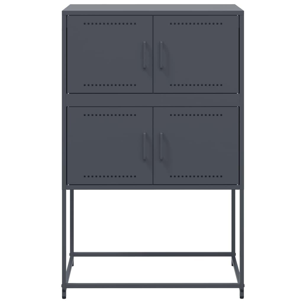Aparador industrial 68,5 x 38,5 x 107 cm antracita de acero con 4 compartimentos, diseño moderno, robusto y duradero, para salón o pasillo