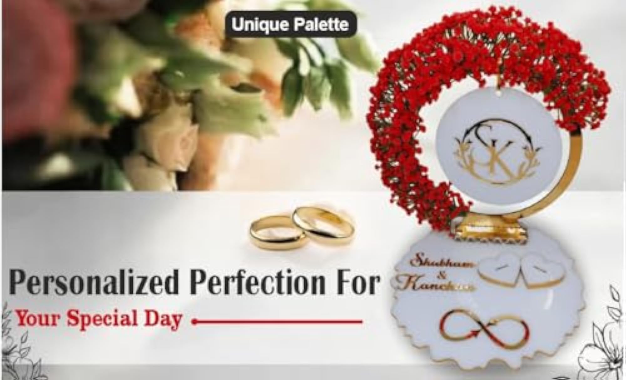 Personalized Engagement Wedding Ring Platter with Acrylic Name and Logo