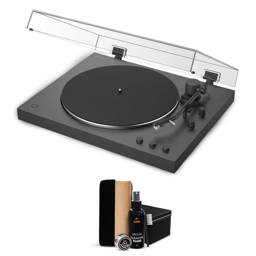 Image of Sony PS-LX3BT Fully Automatic Two-Speed Belt Drive Turntable - DC Servo Motor, 33-1 /3 & 45 RPM, Bluetooth & RCA Output, Aluminum Platter & Tonearm with Waith Premium Vinyl Record Cleaner Kit - Bundle