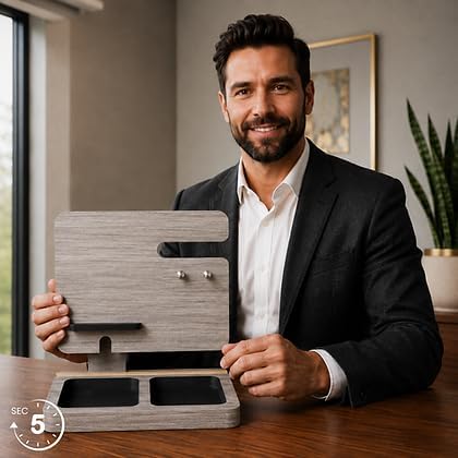 Namore Nightstand Organizer for Men – Wood Phone Docking Station & Bedside Valet Tray Organizer for Wallet, Watch & Keys – Unique Gifts for Men, Husband, Dad image 3