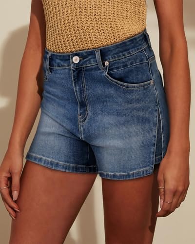 Image of CHICZONE Womens Mid-High Waisted Stretchy Denim Jean Shorts