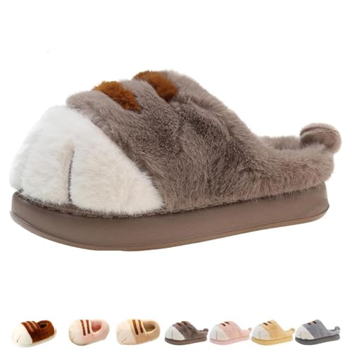 Cat Paw Slippers,3D Cat Paw Cartoon Slipper for,Cat Paw Slippers for Women,Warm Fluffy Furry Winter House Cat Paw Slides for Indoor Outdoor