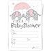 Pink Elephant Girl Baby Shower Invitations (20 Count) with Envelopes