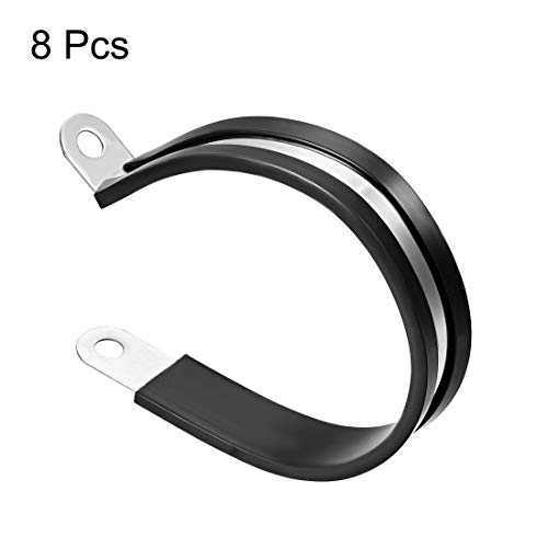 Uxcell 2-1/2"(63Mm) Cable Clamp 304 Stainless Steel Rubber Cushioned Insulated Clamp R Shape Metal Clamp 8Pcs #TOP2