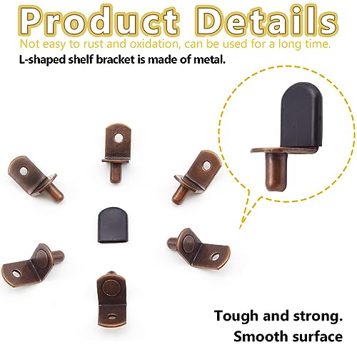 Ruidee 30 Stück Regalklammern L-förmige Metall-Regalklammern mit Gummimanschette (Rotbronze)
