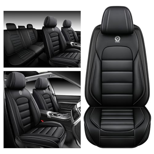 Image of Leather Full Seat Covers for Volkswagen Golf SportWagen 2015-2019, Black