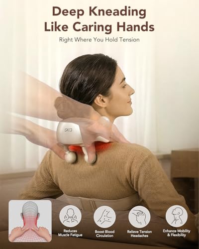 Image of SKG H7 Ultra Cordless Neck Massager for Pain Relief Deep Tissue, Fathers Day Dad Gifts Adjustable Shiatsu Neck and Shoulder Massager with Heat for Strain Relief, for Home Office Travel, FSA Eligible | Birthday Gifts, Shiatsu Shoulder Massager with Red Light and Kneading, Massage Tools for Neck Relaxation, FSA / HSA Eligible