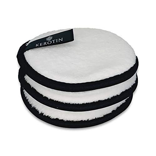 Kerotin Microfiber Make Up Remover Pads + Mesh Bag for Machine Washing - Makeup Removing Cloths Reusable, Chemical free, Machine Washable, Promotes Healthy Skin, Fast Drying - 3 Count