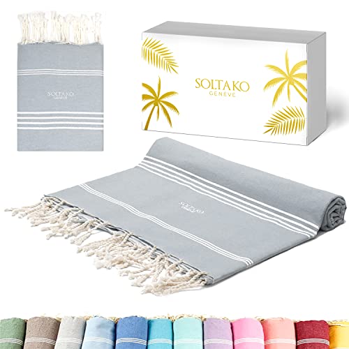 SOLTAKO Fouta Bali Premium Gris 200x200 cm