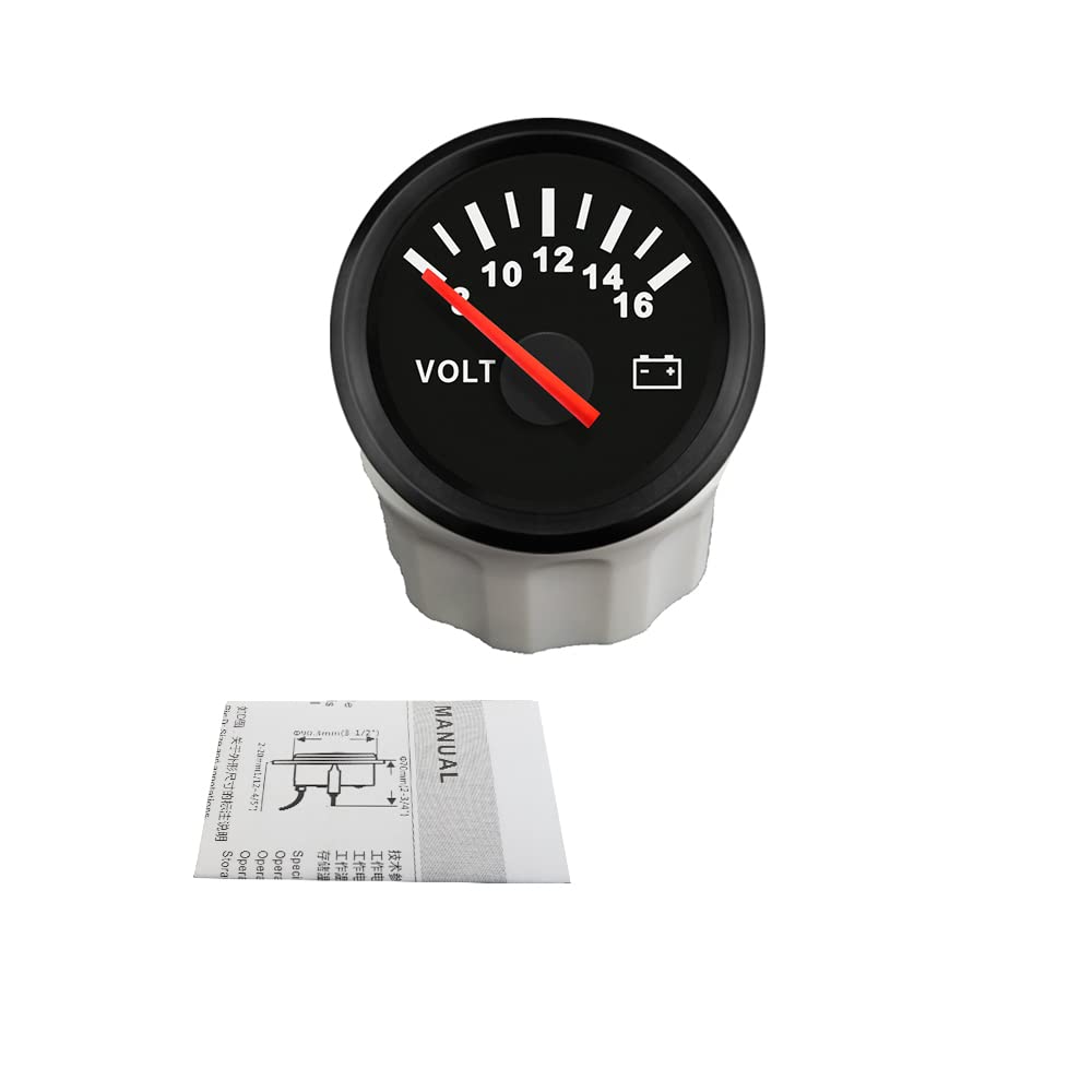 ELING Voltmetro 52mm (2'') 8-16V con retroilluminazione rossa per auto moto camion navi