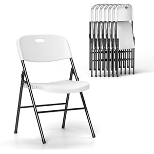 Real Relax Folding Chairs Set of 10, 650 Weight Limit Heavy Duty Large Backrest Folding Chair, Indoor and Outdoor Chairs for Wedding Backyard Activities White White 10 Pack