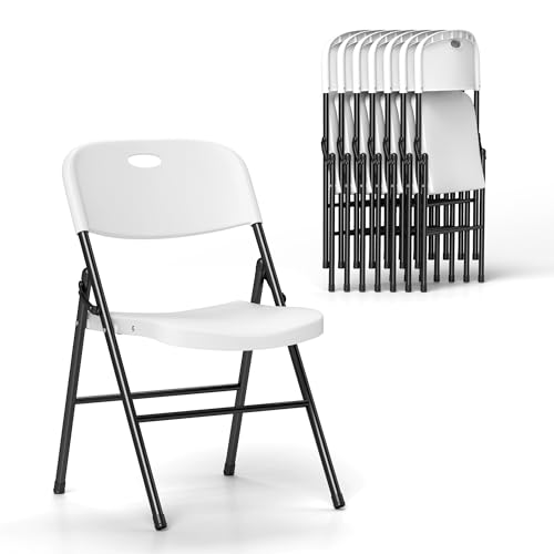 Real Relax Folding Chairs Set of 10, 650 Weight Limit Heavy Duty Large Backrest Folding Chair, Indoor and Outdoor Chairs for Wedding Backyard Activities White White 10 Pack