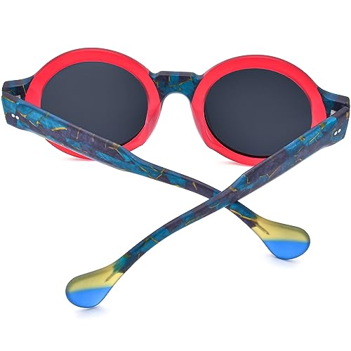 Image of HEPIDEM Matte Acetate Vintage Retro Round Polarized Sunglasses for Women 9270T