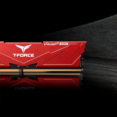 Image of TEAMGROUP T-Force Vulcan Alpha DDR5 Ram 64GB Kit (2x32GB) 6000MHz (PC5-48000) CL38 Desktop Memory Module Ram AMD Optimized Memory Red FLARD564G6000HC38JDC01