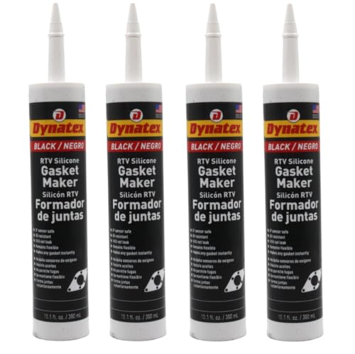 Image of Dynatex Black RTV Silicone Gasket Maker 10.1oz Caulk Tube - Oxygen Sensor Safe, OEM Specs, 500F Hi-Temp, Oil /Water Resistant, Made in the USA (4-Pack)