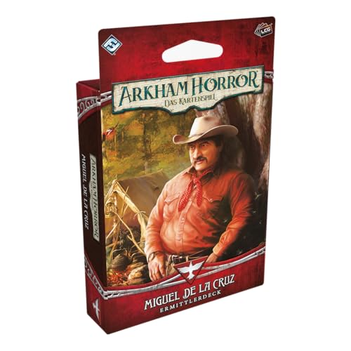 Asmodee, Arkham Horror: Das Kartenspiel – Miguel de la Cruz, Ermittlerdeck-Erweiterung, DE-Version, kooperatives Expertenspiel für 1-4 Spieler ab 14 Jahren, Kartenspiel mit 45-180 Minuten Spielzeit