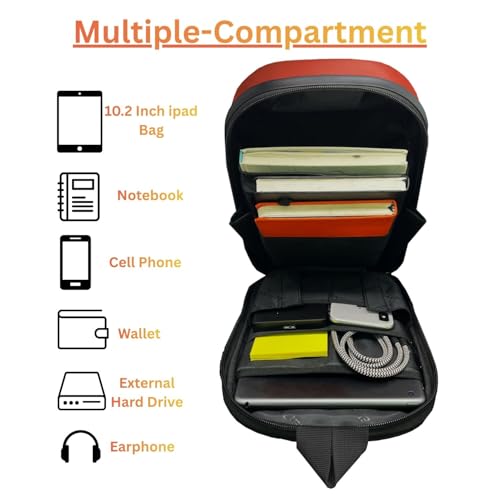 Image of Tukzer ABS Hard Shell Sling Bag Aliens Series 180Open Crossbody Side Shoulder Bag for Mens, Women, Office,Travel,Everyday Mini Backpack for iPad,Tablet,Smartphone,Charger,Headphone,HDD,Camera(01-RED)