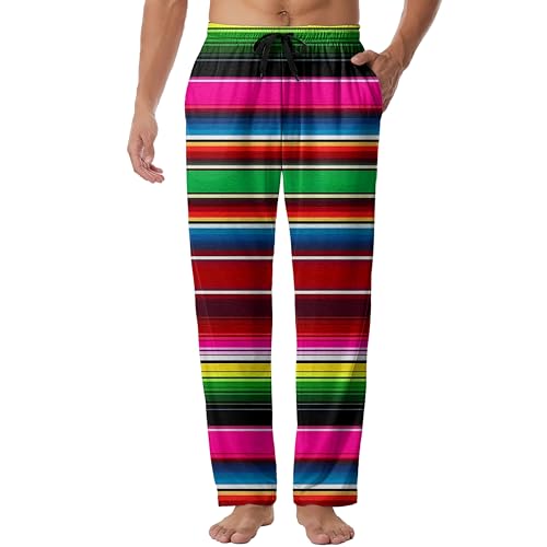 LISAINMAY Mexico Pajamas Pants For Men Pj Mexican Pants Lounge Sleep Stripe Pjs Loungewear Sleepwear Pijamas Mexican Gifts for Men