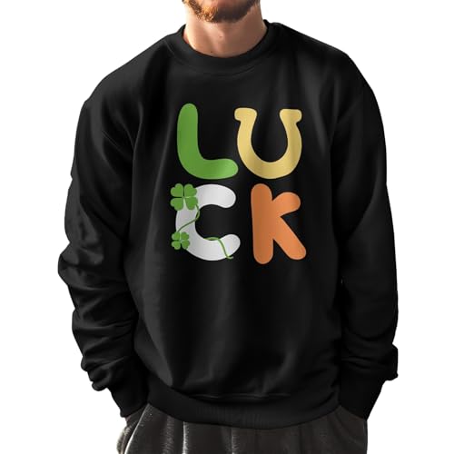 LUCK St. Patricks Day Sweater, Casual St Patricks Day Sweatshirt, Shamrock Jumper for Men Women Military Green2