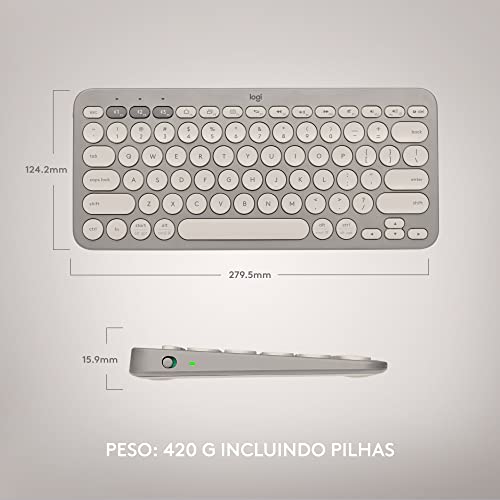 Teclado sem fio Logitech K380 com Conexão Bluetooth Easy-Switch para até 3 dispositivos e Pilha Incl