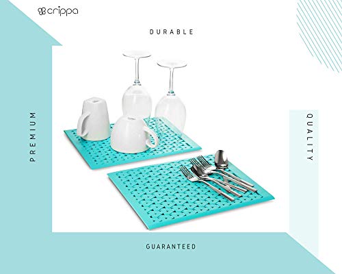 Crippa Kitchen Sink Protector Mat | Set of 2 Sink Mats for Porcelain Sink | Kitchen Sink Mats For Double Sink | Turquoise - Thumbnail 2