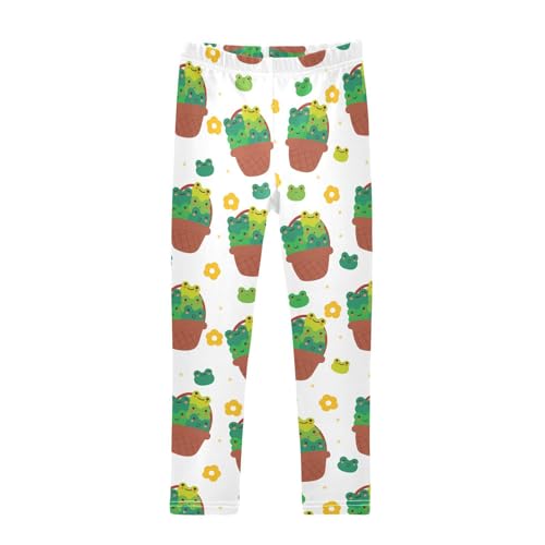 ZZKKO Girls Leggings Cartoon Frogs Inside A Basket Toddler Girls Clothes Leggings for Girls Toddler Girls Leggings 3-4T