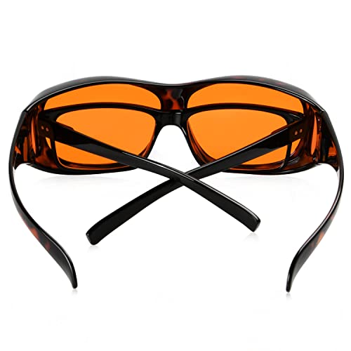 Image of Eyekepper 100% Blue Light Reduction,Huge Fitover Anti-Blue Blocking Computer Eyeglasses with Extra Amber Lenses, Tortoise