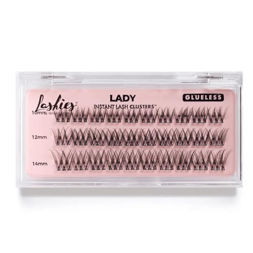 MoxieLash Lady Glueless Lash Clusters - Self-Adhesive DIY Eyelash Extensions No Glue Needed - Elegant Everyday Look 10-14mm 30 Pack