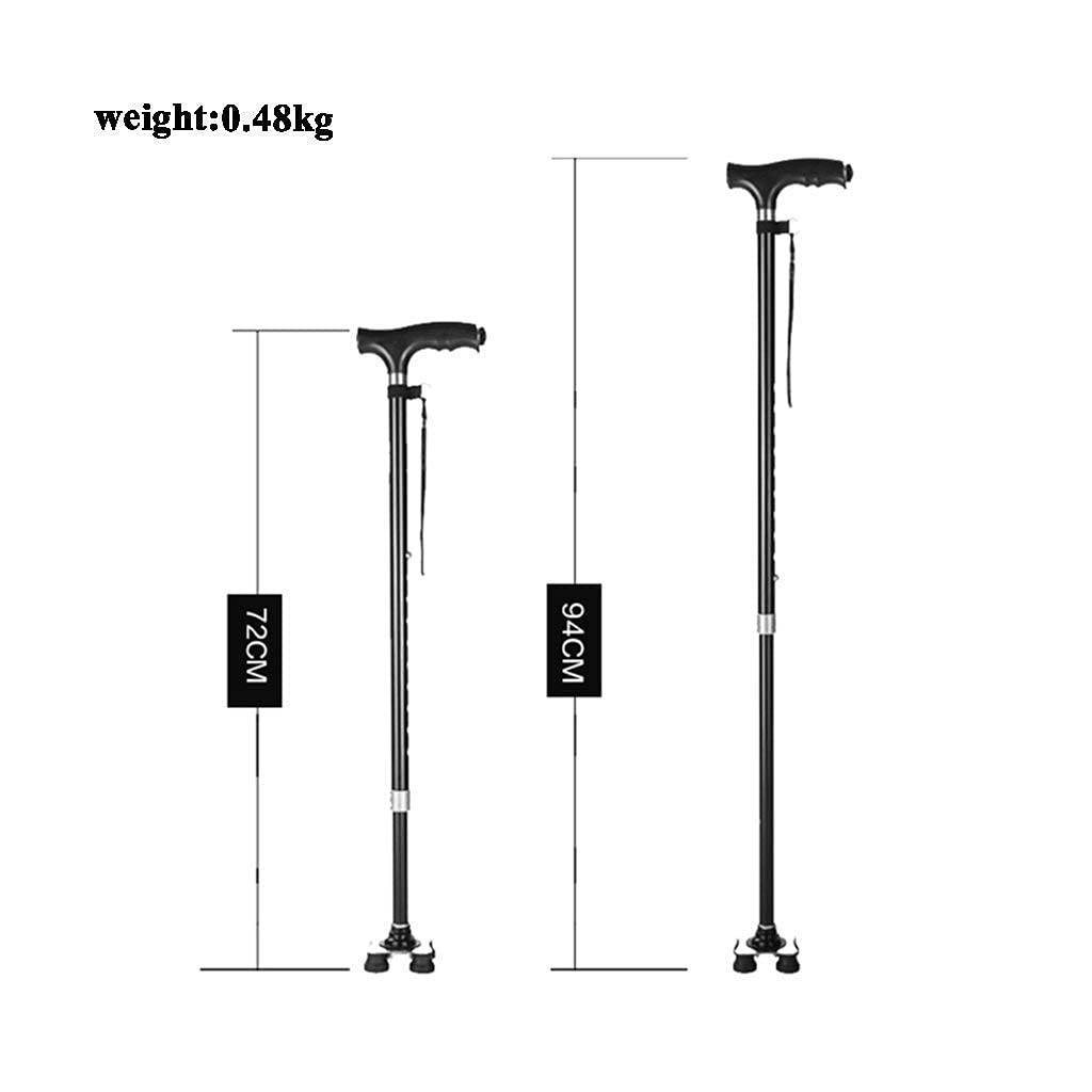 Chodziki dla seniorów Laski/kule Laski ze stopu aluminium ze światłem LED Ergonomiczny uchwyt 10 regulowanych poziomów wysokości dla starszych mężczyzn lub kobiet chodzik, trwała pomoc w poruszaniu