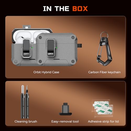 Image of Inesore for AirPods Pro 3 Case with Secure Lock (Stone) | Phone Stand Design,Compatible with MagSafe,Automatic Snap Switch Secure Cover with Cleaner Kit & Keychain