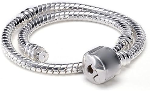 RUBYCARUBYCA 10pcs 9.5" White Silver Plated Clasp European Snake Chain Charm Bracelet fit Charm Beads DIY