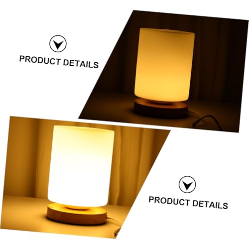 Lámpara de Mesa de Noche Cilíndrica LED con Control Táctil y Puerto USB miniatura 3