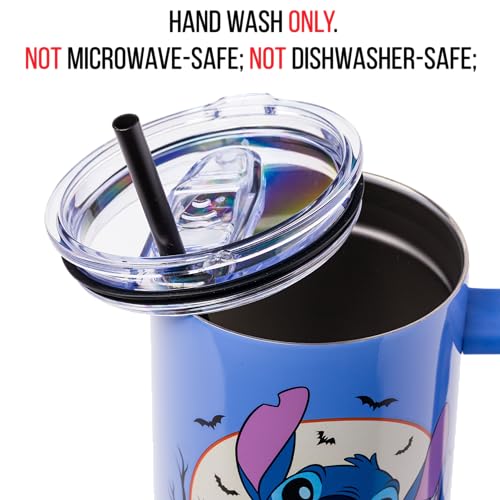 Silver Buffalo Disney Lilo and Stitch Halloween Spooky Pumpkin Jack-O-Lantern Stainless Steel Tumbler with Handle and Straw, Fits in Standard Cup Holder, 40 Ounces - Image 5