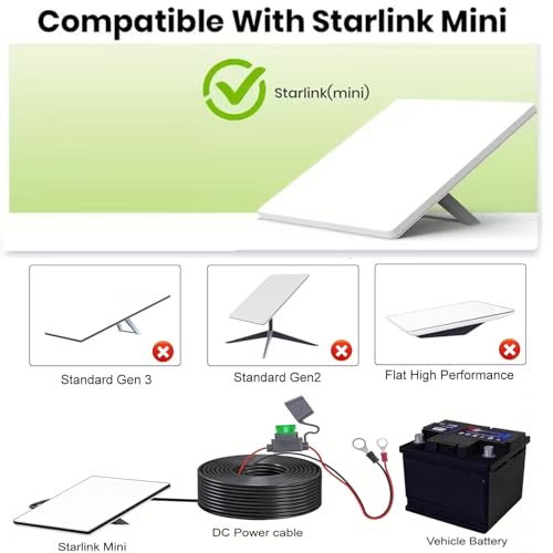 Image of Starlink Mini O Ring to DC Connecters Extension Cable, 18AWG Starlink Mini Direct Battery Power Cable with ATC /ATO Fuse Holder, Weatherproof, Perfect for Off-Road, RV, or Marine Use (3M /10FT)