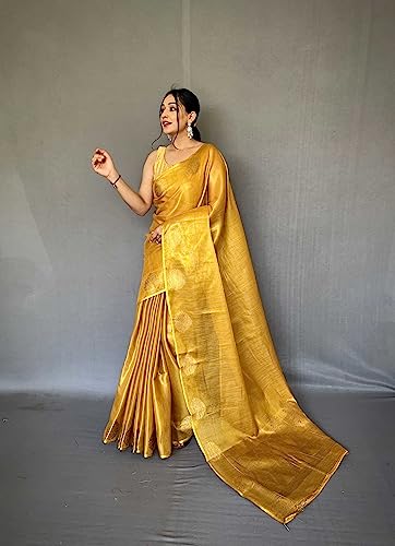 Image of Panzora Women's Tissue Silk Jacquard Weaving Saree With Unstitched Blouse Piece