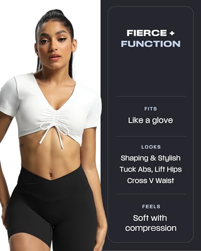 Aoxjox Trinity Workout Biker Shorts for Women Cross-Waist Crossover High Waisted Tummy Control Athletic Running Yoga Short 6"2