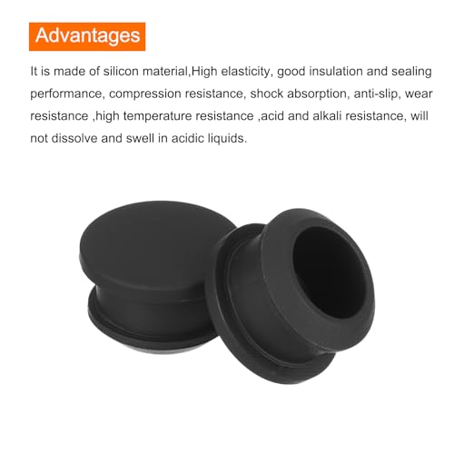 Image of MECCANIXITY Silicone Snap in Locking Hole Plugs,Rubber Panel Seal Cover Flush Type Panel Round for Kitchen Rubber Bulkheads Waterproof Sealing Plugs 15mm /0.59 Inch Diameter Black,Pack of 4