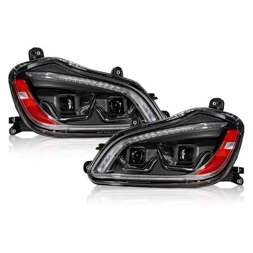 EVERESTHD Pair Performance Headlights Truck Headlamp Fit for Kenworth T680 2013-2021 LED DRL Left Driver & Right Passenger Side