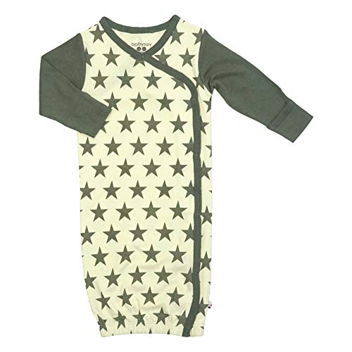 Image of Babysoy Newborn Baby Kimono Night Gown - Long Sleeve Infant Sleep Sack with Mittens (Thunder, 0-3 Months)